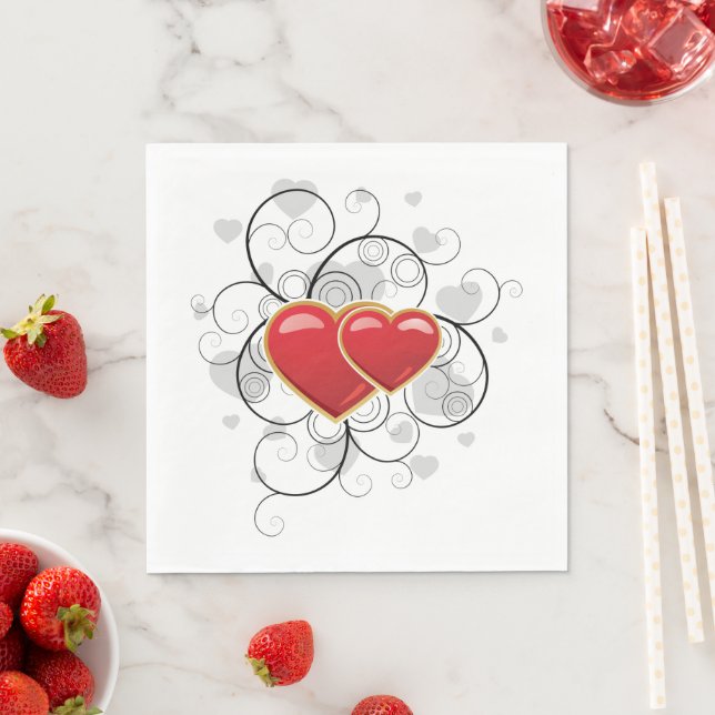 Extravagant Heart Red Liebe Napkins Serviette (Beispiel)
