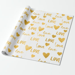 Extravagant Hearts Gold Weiße Liebe Confetti Valen Geschenkpapier