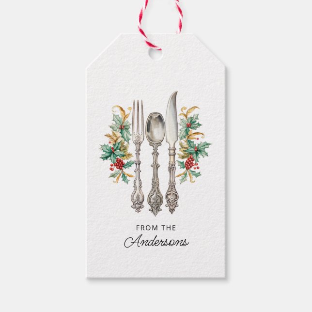 Extravagant Holiday Silverware Personalisiert Geschenkanhänger (Vorderseite)