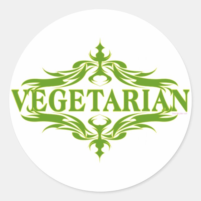 Extravagant in grün - vegetarisch runder aufkleber (Vorderseite)