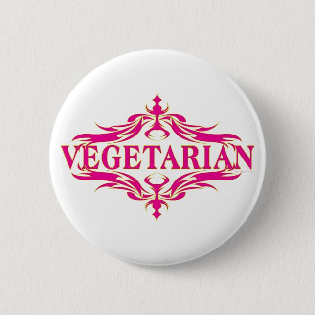 Extravagant in Rosa - Vegetarin Button (Vorderseite)