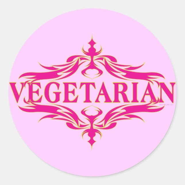 Extravagant in Rosa - Vegetarin Runder Aufkleber (Vorderseite)