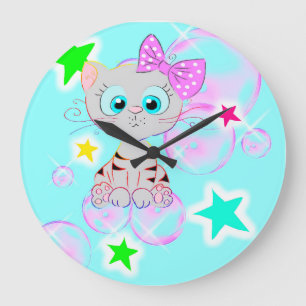 Extravagant Kitten - Große Wanduhr