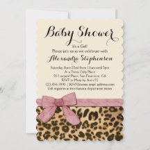Extravagant Leopard Pink Bow Girl Baby Dusche Einl