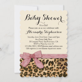 Extravagant Leopard Pink Bow Girl Baby Dusche Einl Einladung