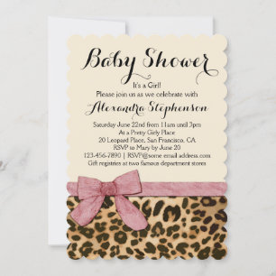 Extravagant Leopard Pink Bow Girl Baby Dusche Einl Einladung