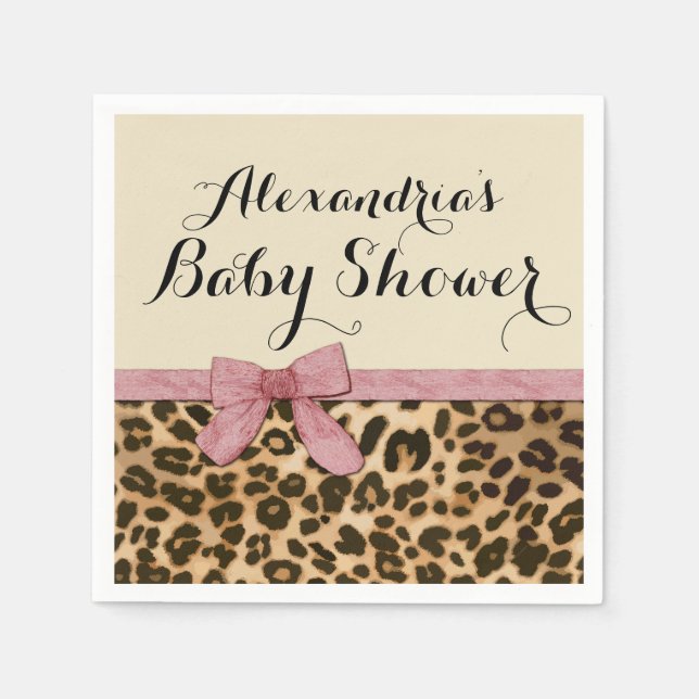 Extravagant Leopard Pink Bow Girl Babydusche Serviette (Vorderseite)