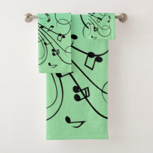 Extravagant Notes Green Music Design Badhandtuch Set