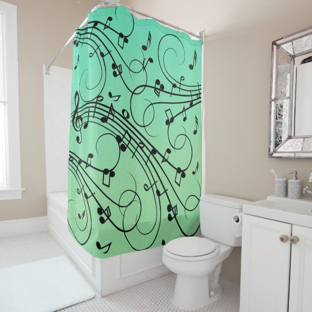 Extravagant Notes Green Music Design Duschvorhang (Beispiel)
