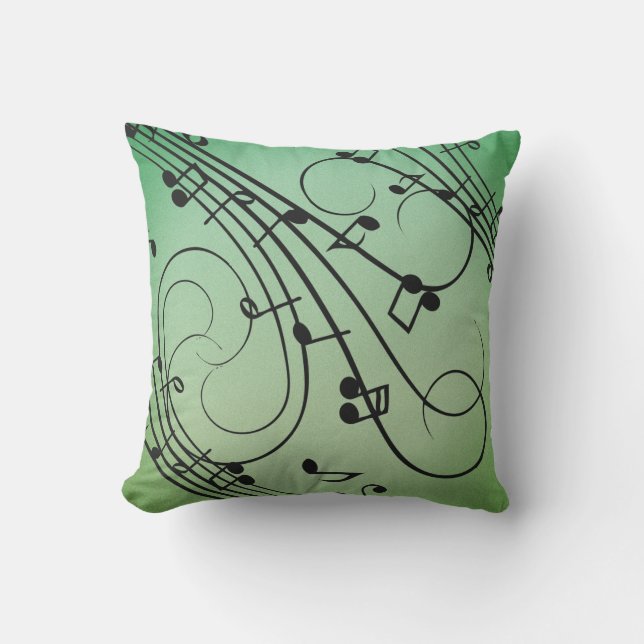 Extravagant Notes Green Music Design Kissen (Vorderseite)