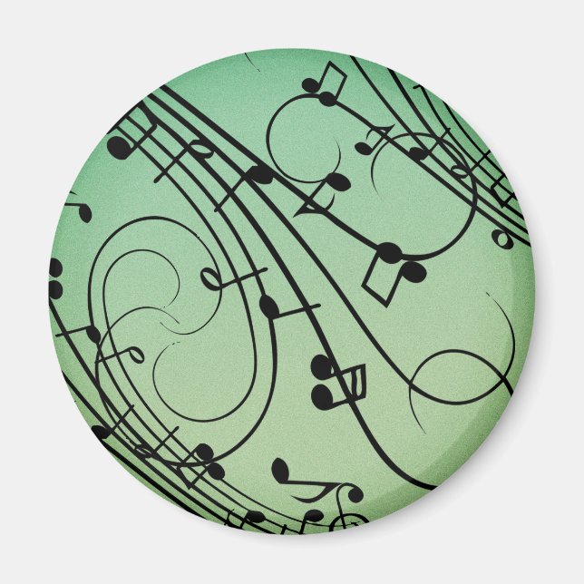 Extravagant Notes Green Music Design Magnet (Vorne)