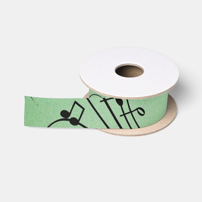 Extravagant Notes Green Music Design Satinband (Spule)