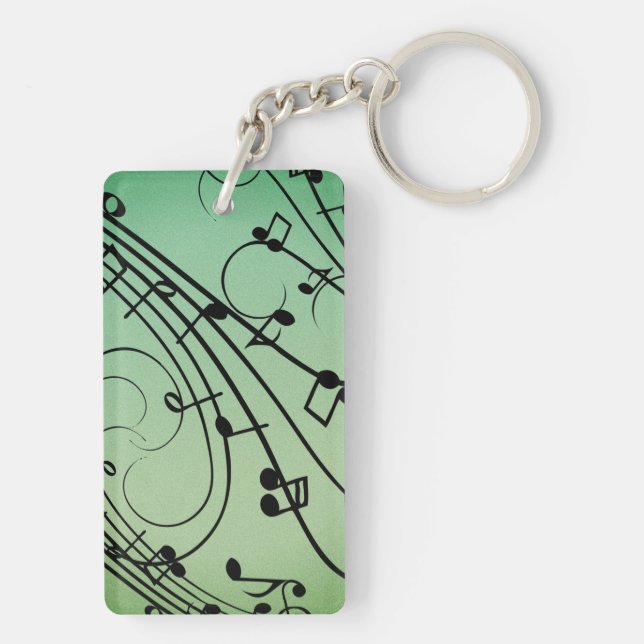 Extravagant Notes Green Music Design Schlüsselanhänger (Rückseite)