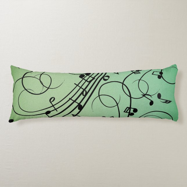 Extravagant Notes Green Music Design Seitenschläferkissen (Vorderseite)