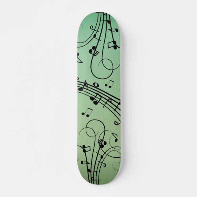 Extravagant Notes Green Music Design Skateboard (Vorne)