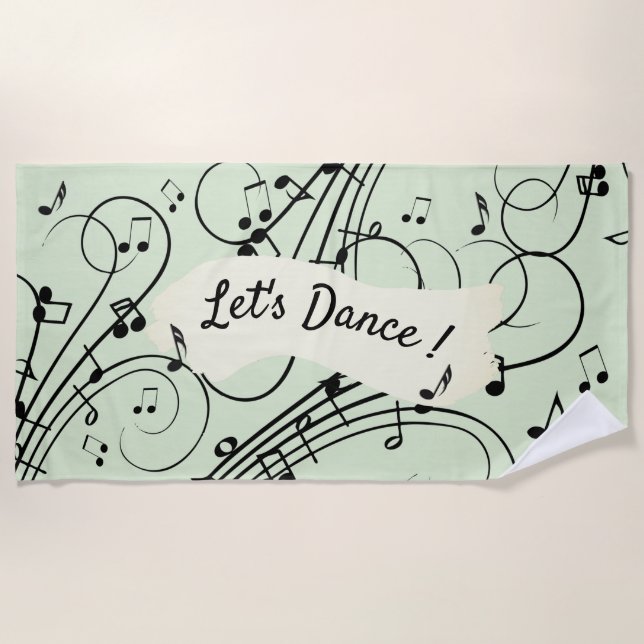 Extravagant Notes Green Music Design Strandtuch (Vorderseite)