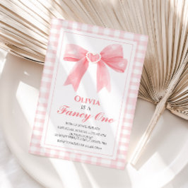 Extravagant One Pink Bow Preppy Coquette 1. Geburt Einladung