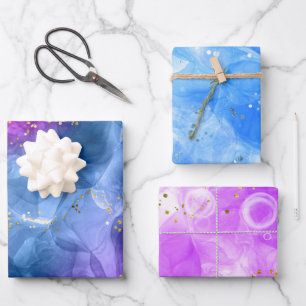 Extravagant Pink Blue Alcohol Ink Art Geschenkpapier Set
