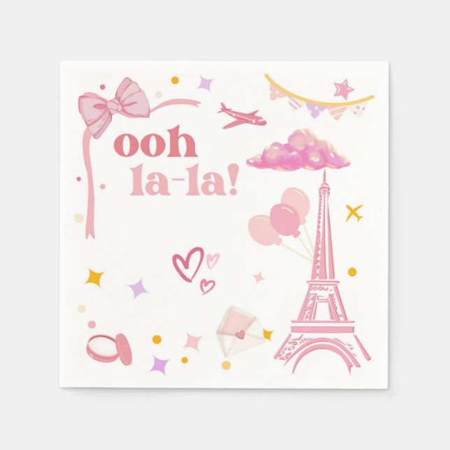 Extravagant Pink Paris Eiffel Tower Party Paper Na Serviette (Vorderseite)