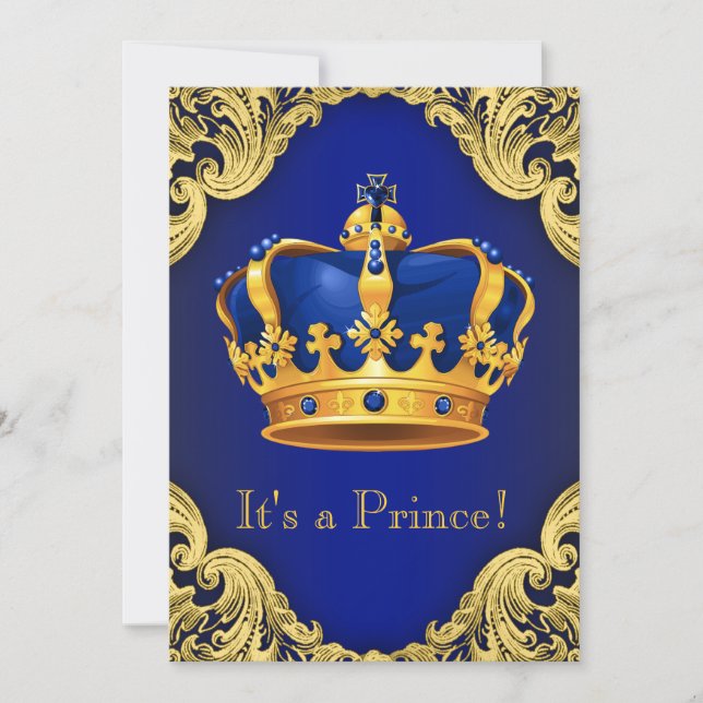 Extravagant Prince Baby Dusche Blue Einladung (Vorderseite)