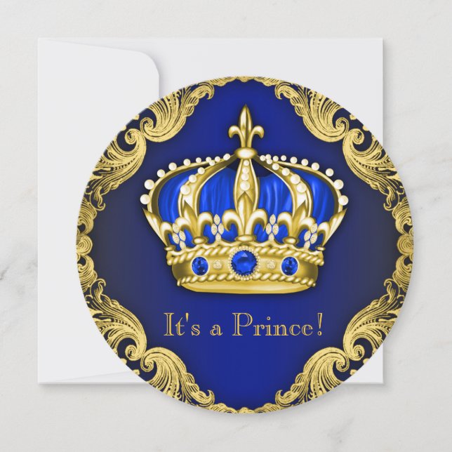 Extravagant Prince Baby Dusche Blue Einladung (Vorderseite)