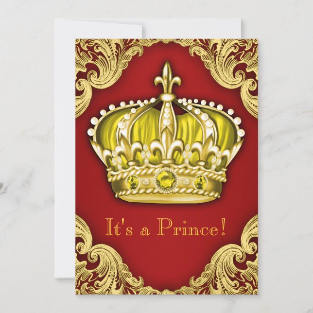 Extravagant Prince Baby Dusche Red Einladung (Vorderseite)