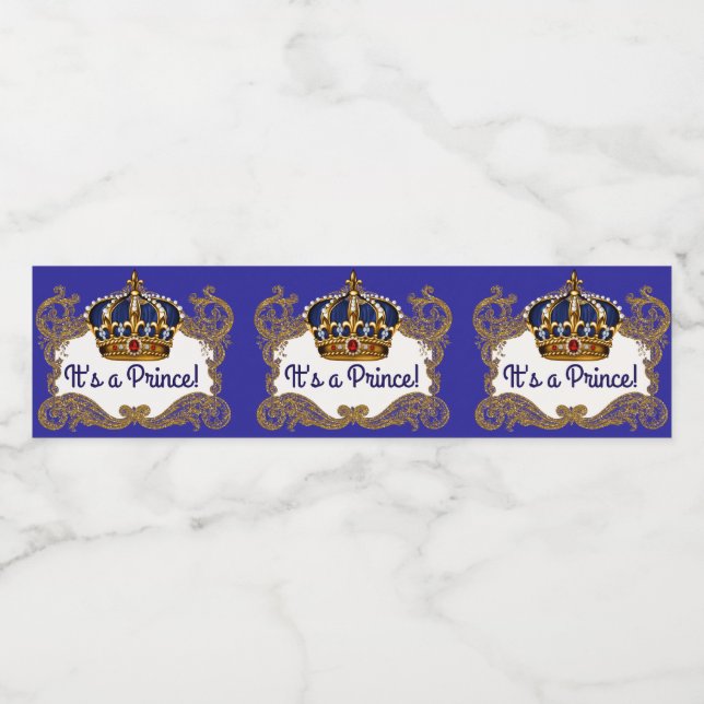 Extravagant Prince Royal Crown Water Bottle Labels Wasserflaschenetikett (Einzelnes Label)