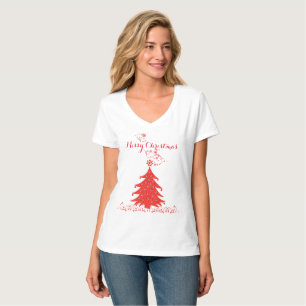 Extravagant Red Lace Frory Christmas Tree T-Shirt