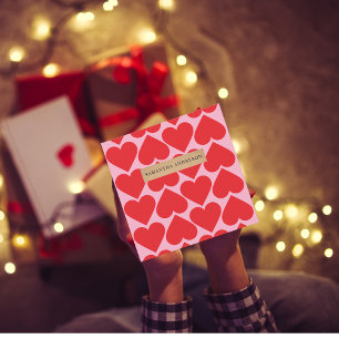 Extravagant romantisches Rot-Rot-Rosa-Herz-Muster