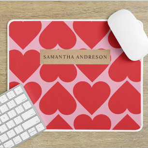 Extravagant romantisches Rot-Rot-Rosa-Herz-Muster  Mousepad