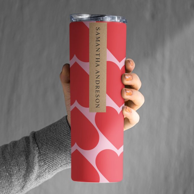 Extravagant romantisches Rot-Rot-Rosa-Herz-Muster  Thermosbecher (Von Creator hochgeladen)