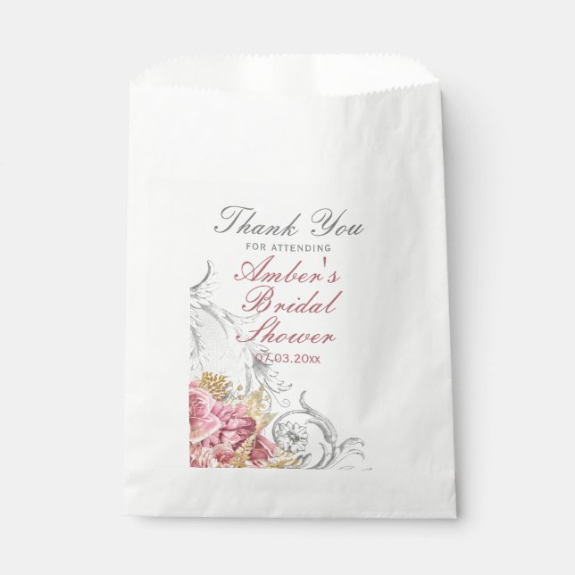 Extravagant rosa Brautparty Geschenktütchen (Vorderseite)