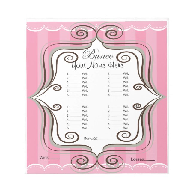 Extravagant rosa Bunco Sheet Notizblock (Vorderseite)