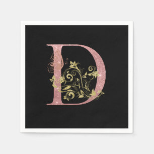 Extravagant rosa Glitzer Buchstabe D Serviette