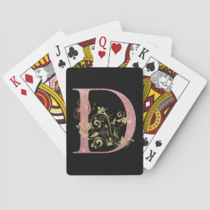 Extravagant rosa Glitzer Letter D Playing Cards Spielkarten
