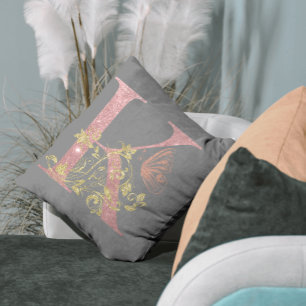 Extravagant rosa Glitzer Letter K Kissen