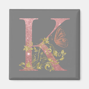 Extravagant rosa Glitzer Letter K Magnet
