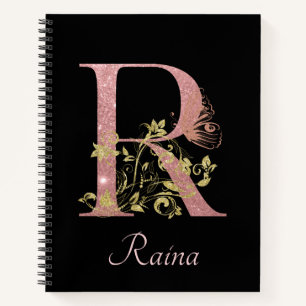 Extravagant rosa Glitzer Letter R Bullet Journal Notizbuch
