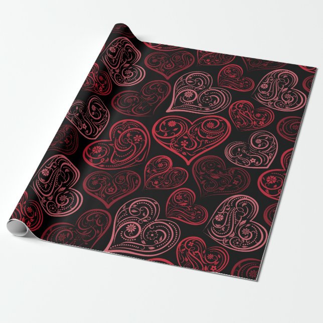 Extravagant rosa Herzchen Valentine Geschenkpapier (Ungerollt)