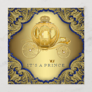 Extravagant Royal Blue Gold Glitzer Prince Baby Du Einladung