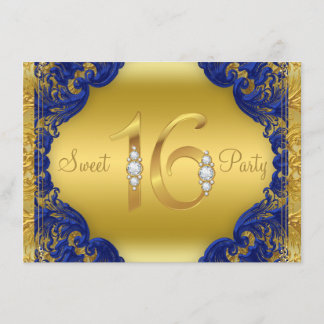 Extravagant Royal Blue Sweet 16 Geburtstagsparty Einladung