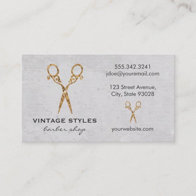 Extravagant Shears Watercolor Barber Visitenkarte (Vorderseite)