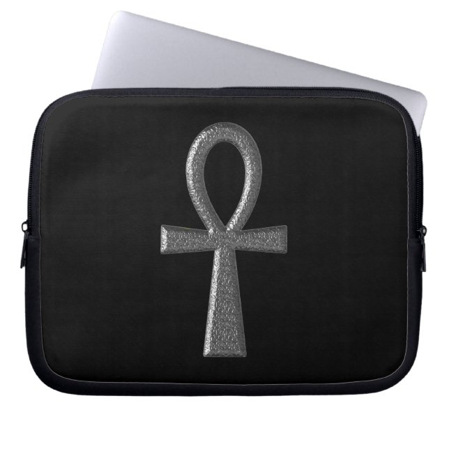 Extravagant Silver Ankh Laptopschutzhülle (Vorderseite)