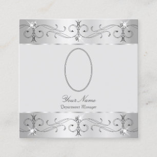Extravagant Silver Gray Verzierte Ornamente Foto h Quadratische Visitenkarte