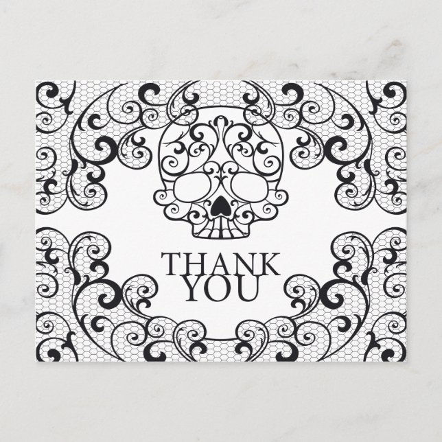Extravagant Sugar Skull Calavera Vielen Dank Postkarte (Vorderseite)