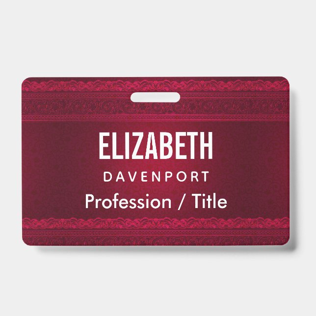 Extravagant und elegant roter Hintergrund Stilvoll Ausweis (Front)