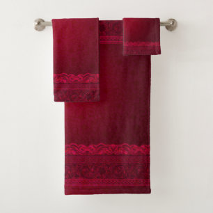 Extravagant und elegant roter Hintergrund Stilvoll Badhandtuch Set