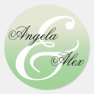 Extravagante Ampersand Sage Green Ombre Hochzeit Runder Aufkleber