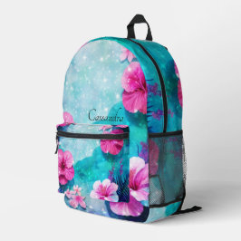 Extravagante Aquamarine und rosa Aquarellfarben Hi Bedruckter Rucksack