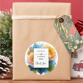 Extravagante Aquarellblume Runder Aufkleber